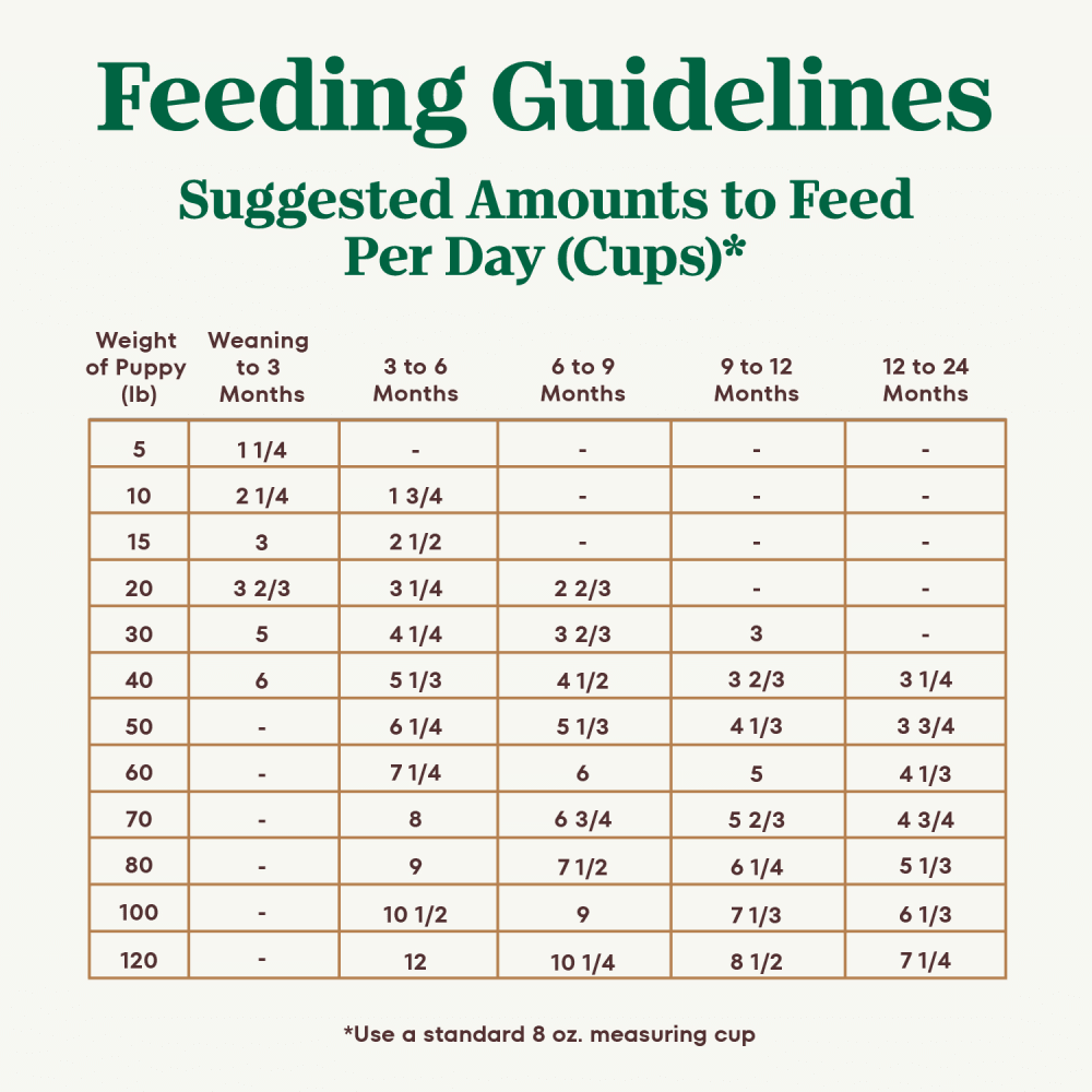 Large Breed Puppy, The Superfood Plate with a Trio of Proteins from Chicken, Lamb and Salmon feeding guidelines image
