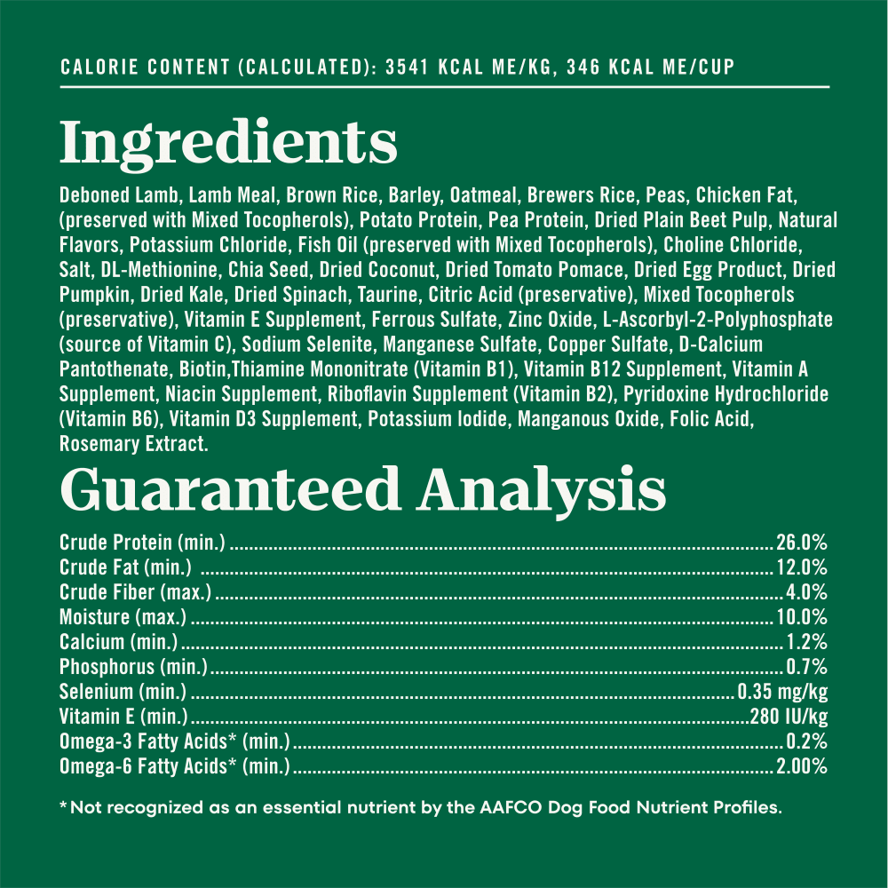 Natural Choice Senior Dog Food, Lamb & Brown Rice ingredients image