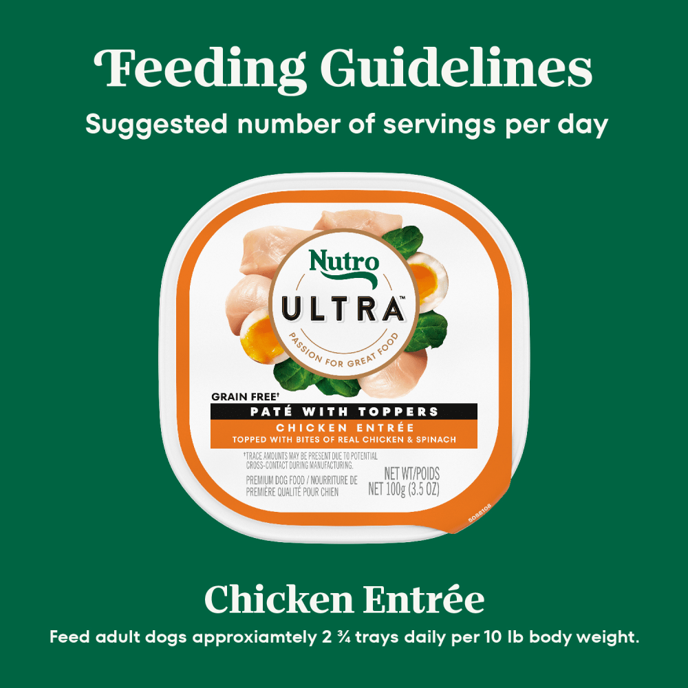 Chicken Entreé topped with Bites of Real Chicken & Spinach feeding guidelines image