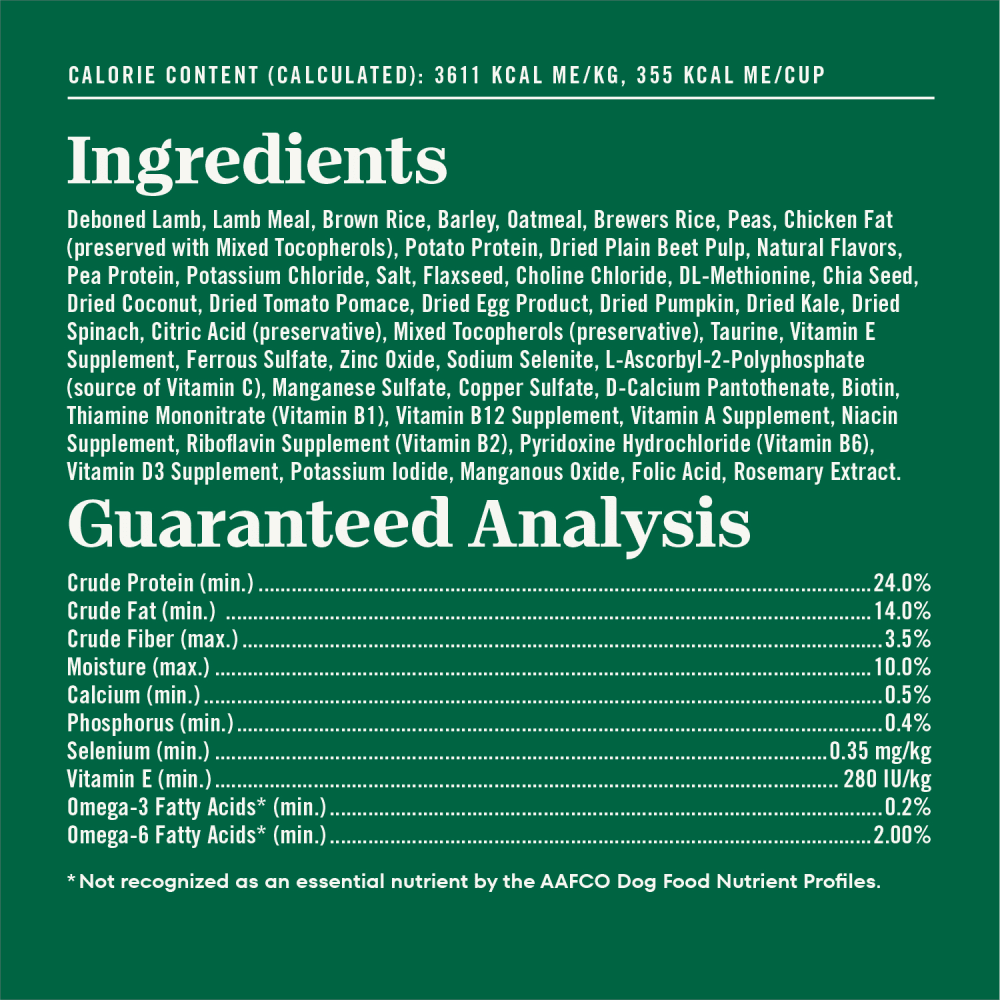 Natural Choice Adult Dry Dog Food, Lamb & Brown Rice Recipe ingredients image